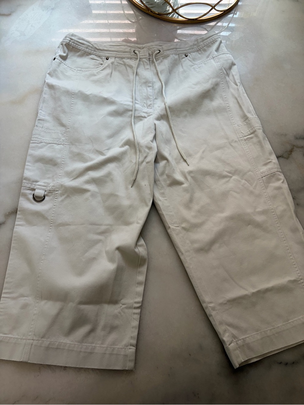 Chadwicks White Wide-Leg Capris with Drawstring
